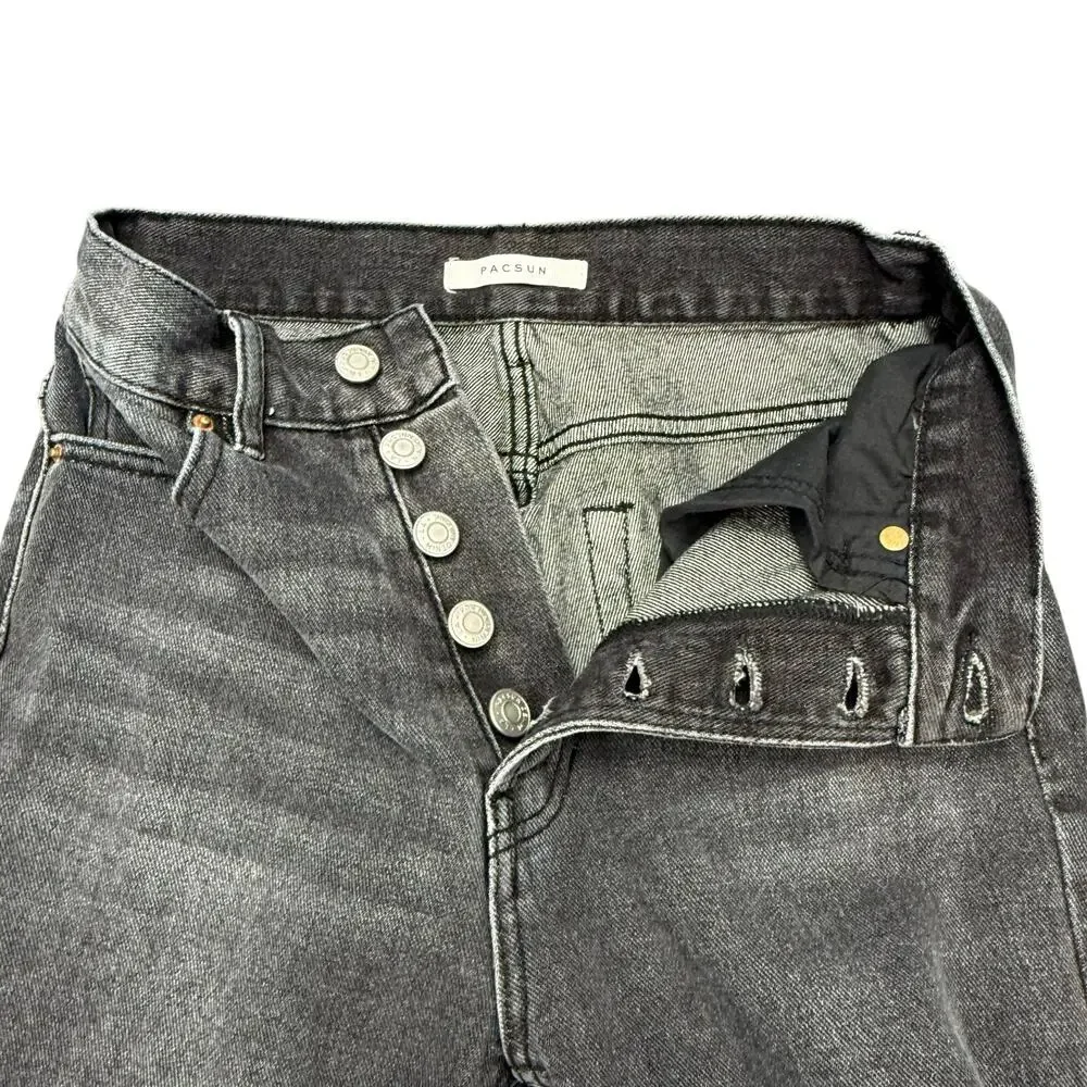 PacSun Jeans Women's Size 24 (25x27)‎ Black Button Fly Ultra High Rise Slim Worn